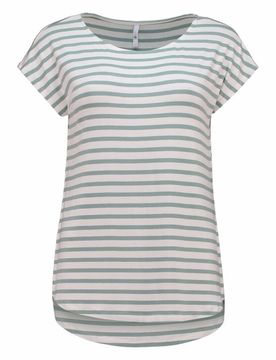 T-Shirt - SS V TP Em44ma - XS bis XXL - für Damen - Größe XS - grün/weiß - Frauen - female