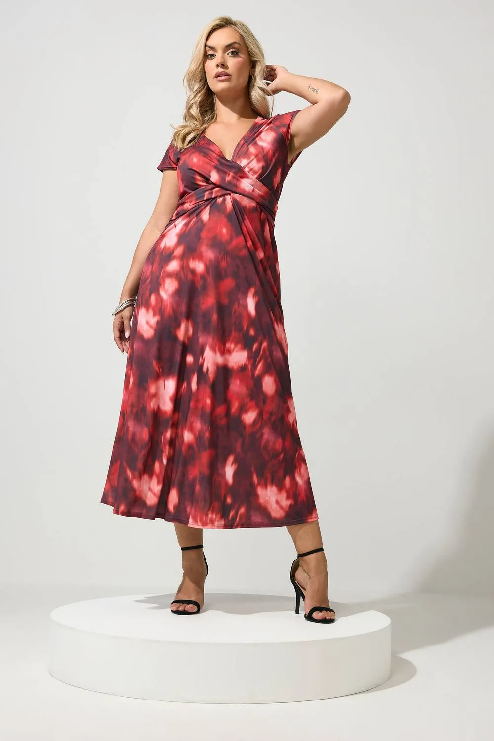 Twist Front Dress - Red - Size: 20 - Yours - FashionsVida