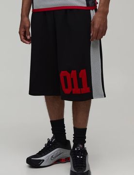 Herren Schlingen-Jersey-Shorts Mit Netzpaneelen 011 Black Größe Medium