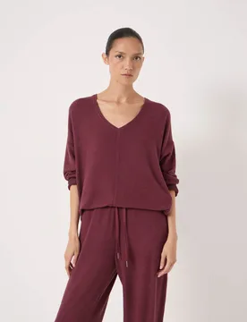 V-Neck Soft Touch Top Burgundy female - hush - FashionsVida