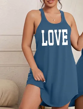 Camisón de pijama estampado con letras y sin mangas para tallas grandes - Shein - FashionsVida