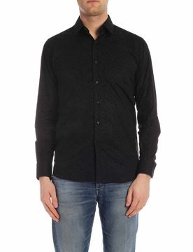 Camicia nera con pois flock