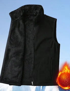 Chaleco acolchado cálido para hombres, forro térmico grueso, chaqueta sin mangas para otoño e invierno, forro polar negro para deportes de otoño - Shein - FashionsVida
