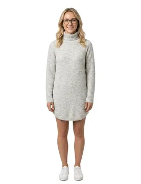 Pull à Col Roulé Ellen Light Grey Melange XL - Pieces - FashionsVida