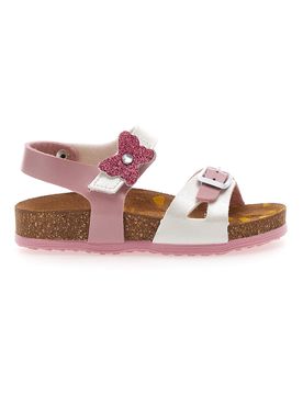 Sandali rosa e bianchi con fiocco glitter e plantare preformato 257A157SR 26