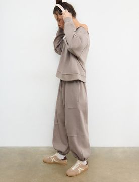 Jogginghose Puffärmel aus Sweatstoff Beige L