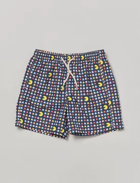 Boxer mare blu Jean Lighting con stampa Pac-Man© multicolor - MC2 SAINT BARTH - FashionsVida