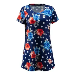 Leggings-Shirt ­„Rosen/Punkte“ blau M Damen
