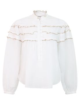 Lightweight Cotton-Viscose Blouse with Flounce Frills