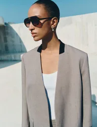 Collarless Relaxed Blazer Light Grey female