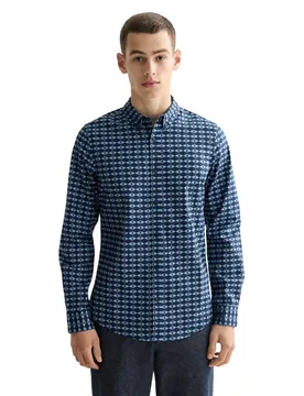 Chemise à Manches Longues Micro Aop Slim Fit Blue / Blue XL - Scotch & Soda - FashionsVida