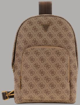 Zaino monospalla Milano similpelle logo dorato chiusura zip beige