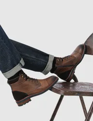 Leather Lace Up Boots Brown male