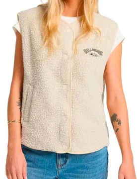 Polaire sans manches en sherpa - Be Happy Vest W White Cap - Taille M - Beige - Billabong - FashionsVida
