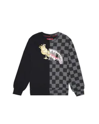 Felpa nera e grigia checkered con astroman