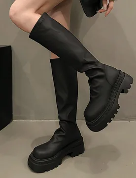 Botas altas por encima de la rodilla de plataforma gruesa, botas de montar de moda para otoño/invierno, fiesta - Shein - FashionsVida