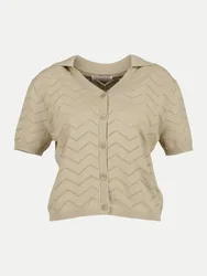 Strickjacke mit Polokragen Beige 40