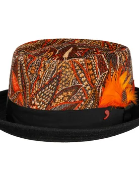 Daveco Pork Pie Hat by Alfonso D'Este - black-beige - Size: L (58-59 cm) - Alfonso D´Este - FashionsVida