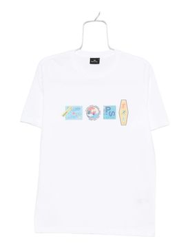 T-shirt in cotone con stampa adesivi