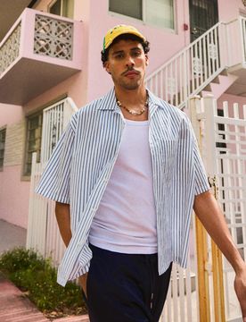 Chemise À Manches Courtes À Rayures Xs Écru