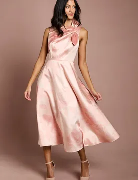 Women's Petite Detail Pleat Midi Dress in Pink Size: 10 - Pink - Size: 10 - Coast - FashionsVida