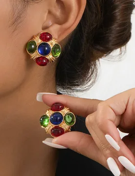 French Retro Diamond-encrusted Flat Bead Steamed Bun High-end and Light Luxury Style Earrings 2025 Earring Stud - Aliexpress - FashionsVida