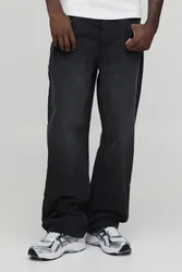 Herren Basic Jeans Hosen In Entspannter Passform Washed Black Größe 28R