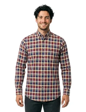 Camicia A Maniche Lunghe 15098820 Deep Merlot 3XL - Fynch Hatton - FashionsVida