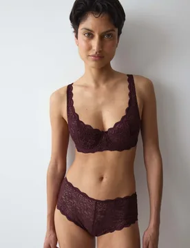 Amourette Lace Wired Half Padded Bra (A-DD) Burgundy female - Triumph - FashionsVida