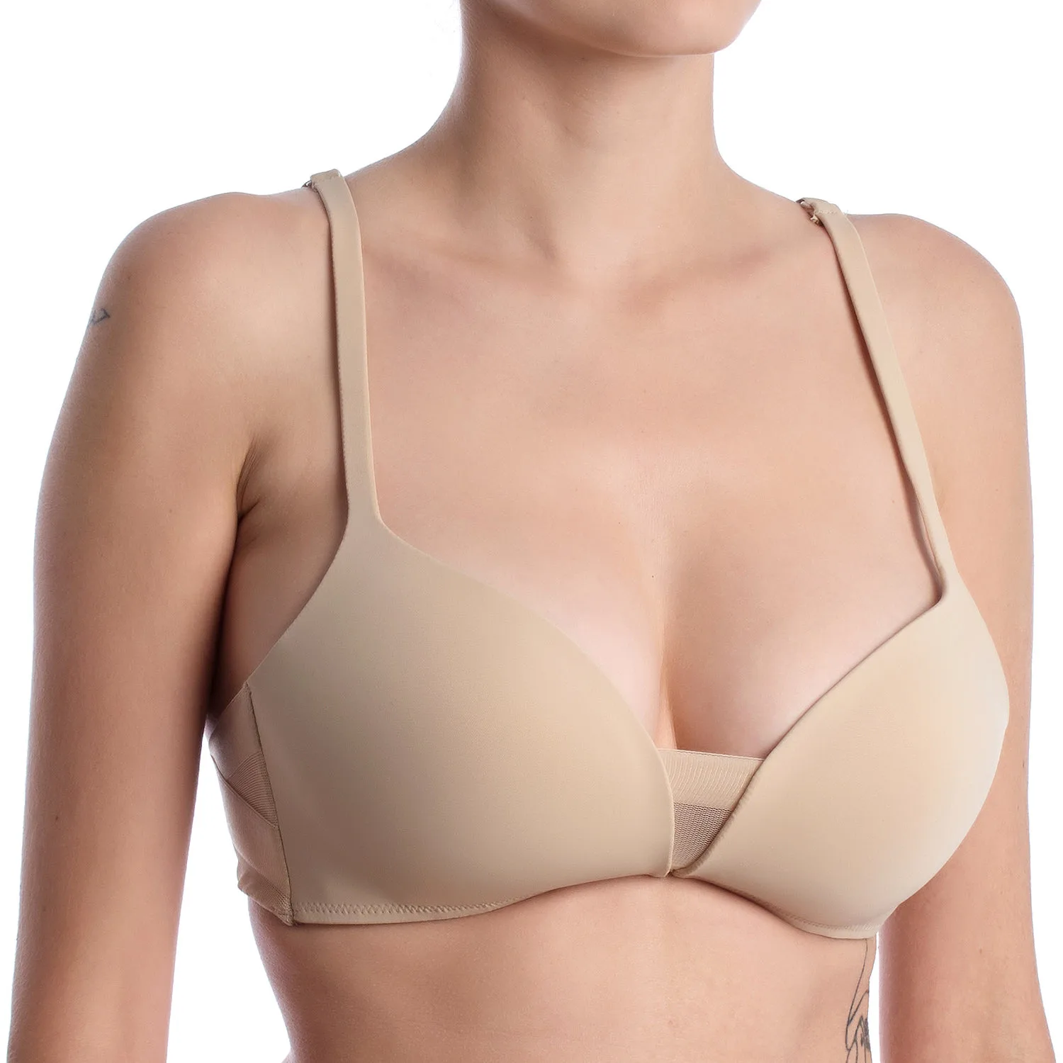 Womens Wireless Bra Triangolo-Extra - Beige - Size 32b - Lormar - FashionsVida