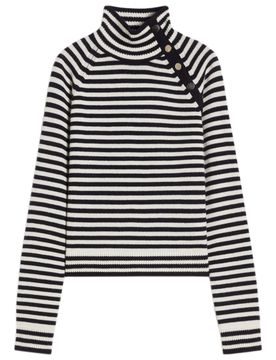 Stand-Up Collar Cashmere Sweater with Long Raglan Sleeves