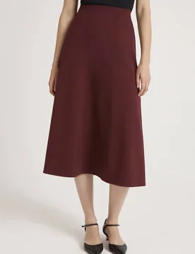 Women's Mae Ponte Jersey Midi Skirt in Maroon Size: 16 - Maroon - Size: 16 - Finery London - FashionsVida