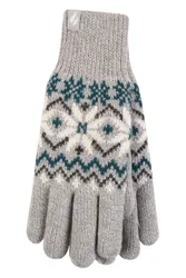 Women's 1 Pack SOCKSHOP Avens Patterned Gloves Light Grey M/L - Grey - Size: Medium