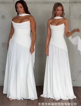 Sexy White Prom Dress With Scarf Corset Strapless Sleeveless Long Party Gown Lace Up Back Formal Wedding Guest Birthday Robe - Aliexpress - FashionsVida