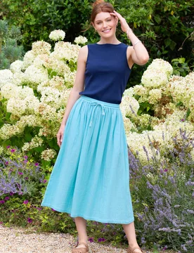 Womens Mudeford Muslin Skirt Lagoon - Blue - Size Small - Kite Clothing - FashionsVida