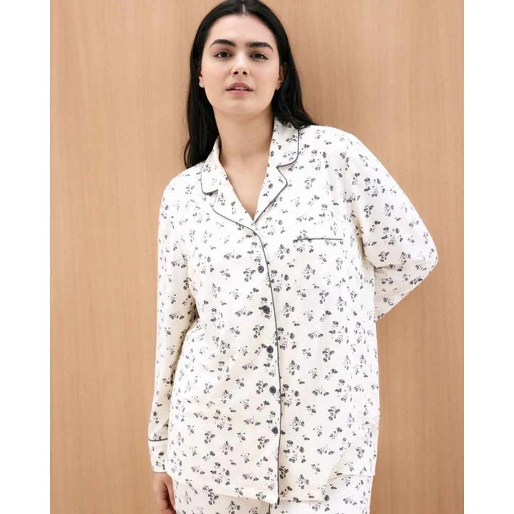 Pijama camisero de mujer estampado floral - Couchel - FashionsVida
