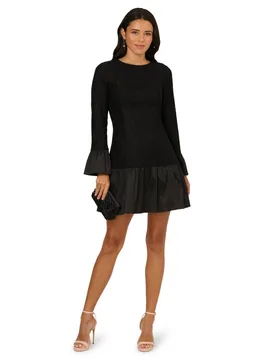 Women's Lace Taffeta Flounce Dress in Black Size: 16 - Black - Size: 16 - Adrianna Papell - FashionsVida