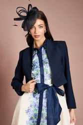 Women's Bow Back Long Sleeve Jacket in Navy Size: 12 - Navy - Size: 12