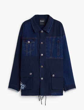 Manteau 100 % coton, Coton, Bleu, S
