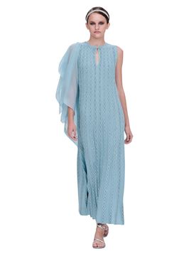 Vestiti casual donna d.exterior - intarsio lux abito lungo svasato - celeste