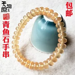 Natural blue agate flat beads bracelet, original color, transparent, single-loop hand chain, decorative bead string