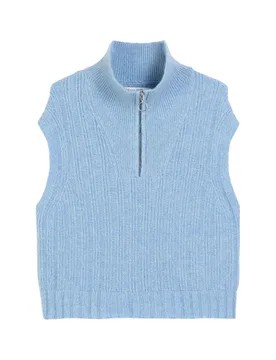 Knit Pullunder, Sleeveless, Zipper female - XS - FashionsVida