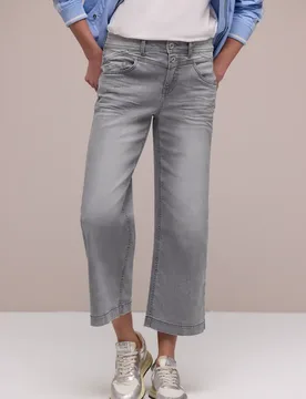 High Waist Wide Leg Jeans im Loose Fit female Grau - Street One - FashionsVida