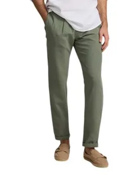 Pantaloni Chino Sport Pinza Linen Green Clip 40 - Silbon - FashionsVida