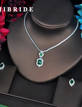 HIBRIDE Newly Green Color Jewelry Sets Luxury Sparkling Cubic Zircon Wedding Earrings Necklace Jewelry Sets Heavy Dinner N-577 - Aliexpress - FashionsVida