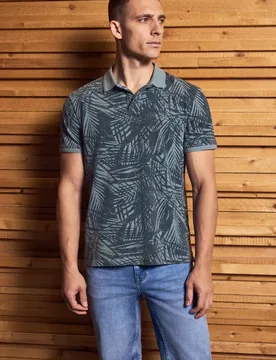 Street One Gemustertes Piqué Poloshirt male Blau - Street One MEN - FashionsVida