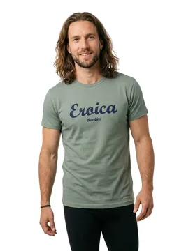 Maglietta A Maniche Corte Eroica Cipressi Green Salvia - Santini - FashionsVida