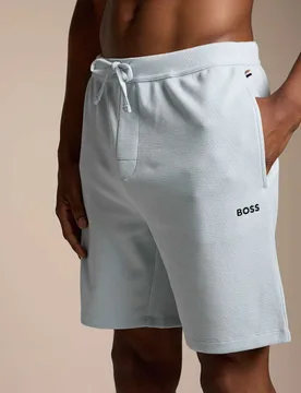 Cotton Rich Waffle Loungewear Shorts Light Blue male - BOSS - FashionsVida
