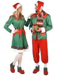 Weihnachts-Elfen Paarkostüm Luxus für Erwachsene