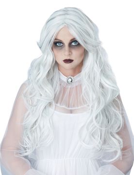 Langhaar-Perücke für Damen gewellt Halloween-Accessoire weiss - female